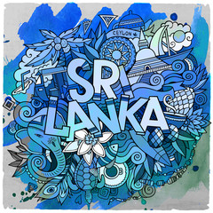 Cartoon vector hand drawn doodle Sri Lanka illustration.