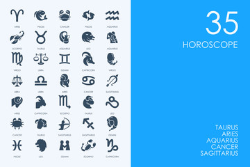 Set of BLUE HAMSTER Library Horoscope icons