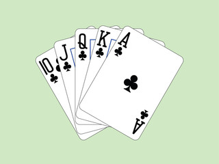 Playing Cards - Royal Flush of Clubs