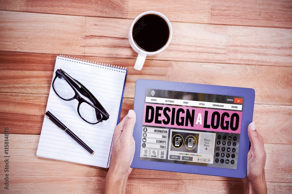 Poster composite image of webpage for create a logo