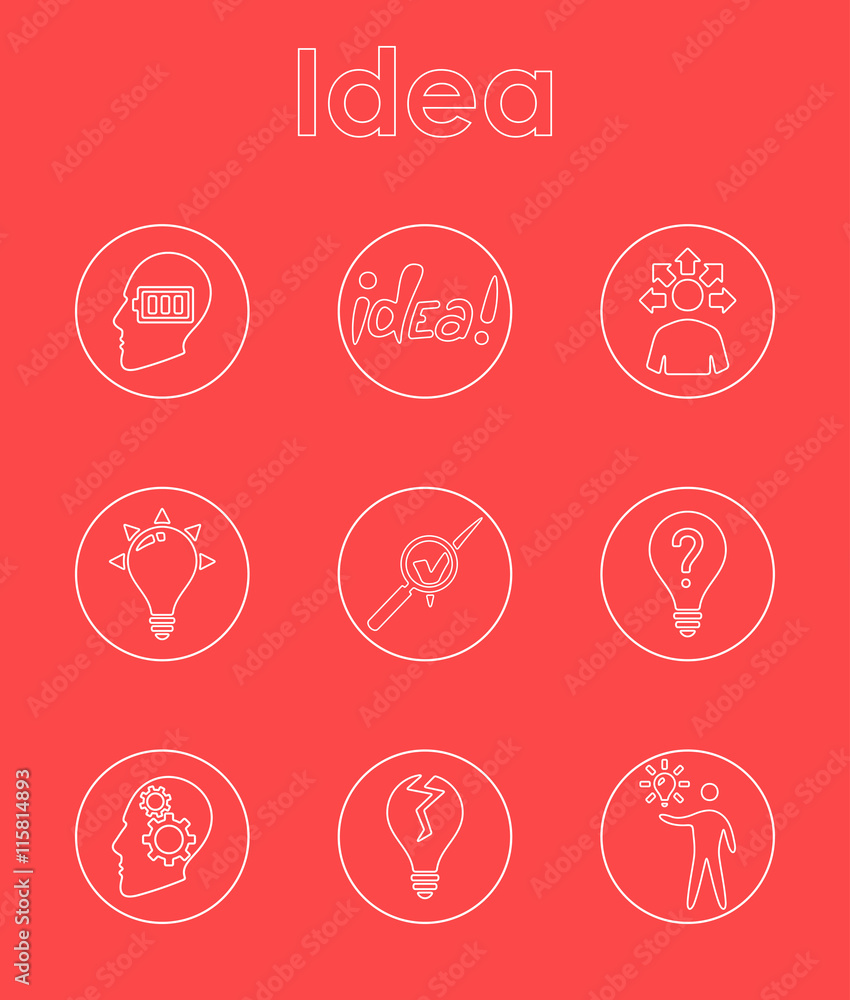 Poster set of idea simple icons
