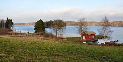 Fototapeta premium Lake and landscape in Sweden, Europe