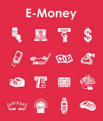 Set of e-money simple icons