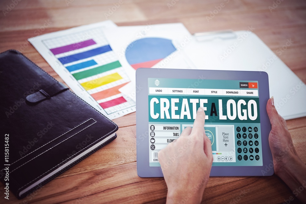 Poster composite image of webpage for create a logo