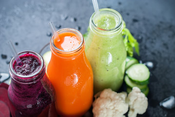Fresh Juice Smoothie Color Vegetables Bottles