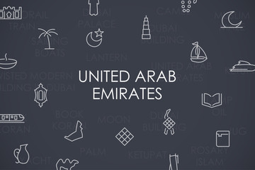 United Arab Emirates Thin Line Icons