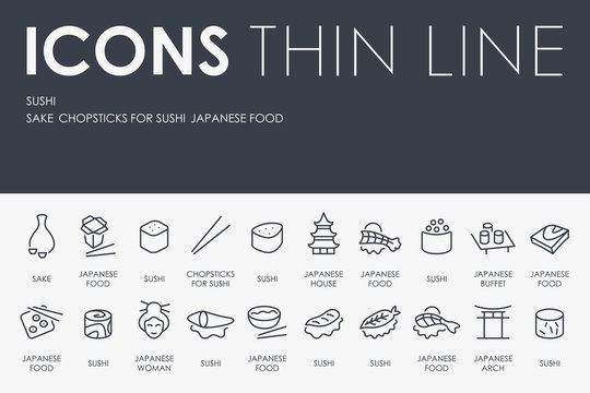 Sushi Thin Line Icons