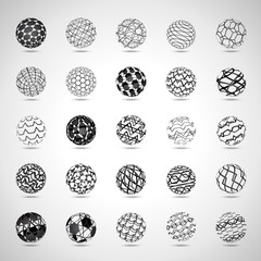 Sphere Icons Set - Isolated On Gray Background - Vector Illustration