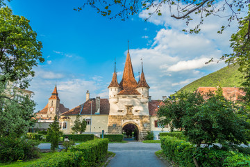 Beautiful architecture of the Ecaterina (Catherine gate) german gate, in Schei of Brasov, Romania