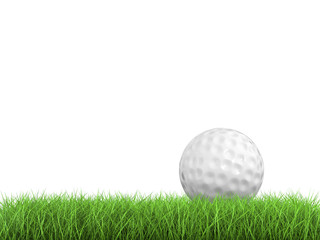golf ball on green grass side view