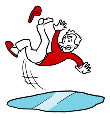 Cartoon man slipping and falling