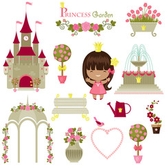 Princess garden. Cute isolated icons over white background © Nataliya Dolotko