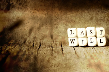 splotchy retro effect on photo concept last will and testament