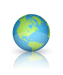 World globe on white background