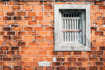 Old Brick Wall with Grey Window