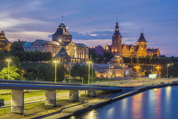panorama of Old Town in Szczecin (Stettin) City  