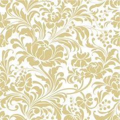 Pale gold seamless floral vector background