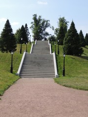 staircase with lights in the Park summer