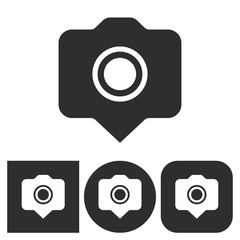 Camera pin - vector icon.