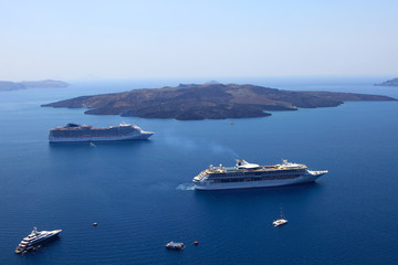 Cruise ships in Thira, Santorini island, Greece