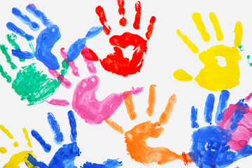 Fototapeta premium Color kids hands art background
