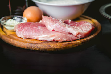 fresh delicious pork steak, raw food dish