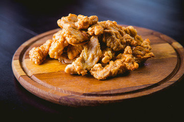 snack to beer and meat in batter for football