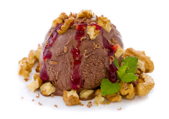Chocolate Ice cream and walnuts.