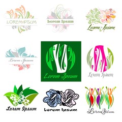 Fototapeta na wymiar Ecology, bio, flowers logo set - Isolated On Background - Vector illustration, Graphic Design, Editable For Your Design
