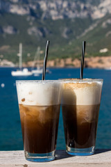 Morning coffee by the sea.