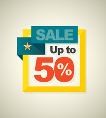 SALE up to 50 percent banner. Vector illustration. For promotion advertising element.