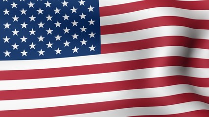 Flag of United States of America, fluttering in the wind. 3D rendering.