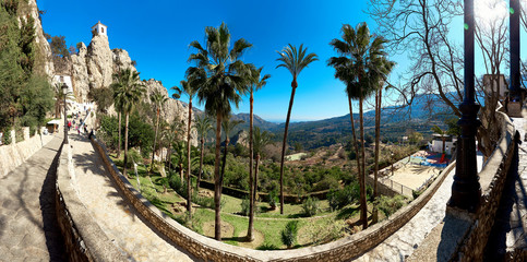 Fototapeta premium Panoramic view of the road up to mountain of Guadalest. Spain