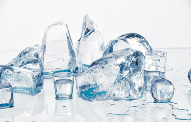 Ice cubes on the table