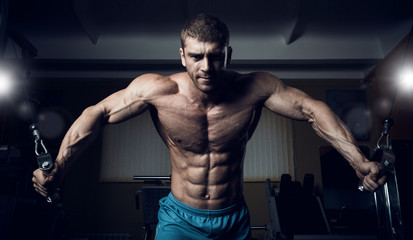 Fototapeta na wymiar Male bodybuilder, fitness model