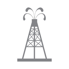 Stylized icon of the oil rig with fountains spurting up oil with