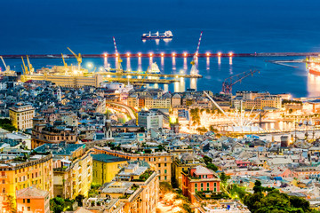 Genoa port bird view