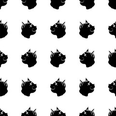 Cat Seamless Animal Pattern. Pet Isolated on White Background
