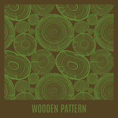 Seamless Wooden Growth Rings Green Pattern