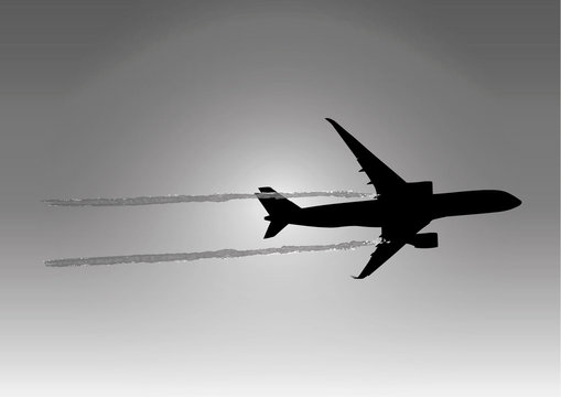 Airplane black flight sky