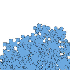 Set of Blue Pazzle  on White Background.  Jigsaw Pattern