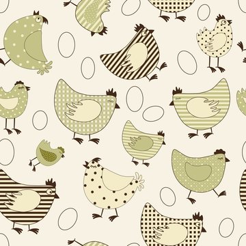 Seamless pattern with chicken