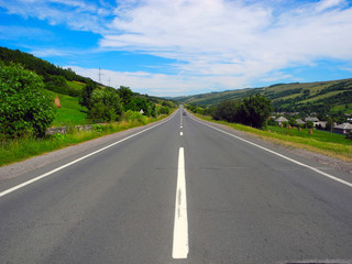 The road in the countryside.