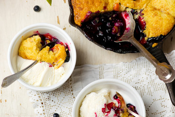 Blueberry -apricot  cobbler . style vintage