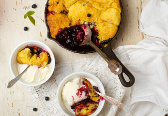 Blueberry -apricot  cobbler . style vintage