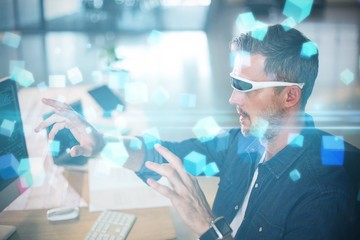 Composite image of futuristic screen with quaders