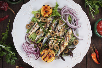 Grilled sardine fish