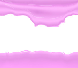 Milk, yogurt, cream or juice splashing. Pink smudges splashes drops on blue background. Vector illustration