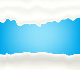 Milk, yogurt, cream or juice splashing. White smudges splashes drops on blue background. Vector illustration