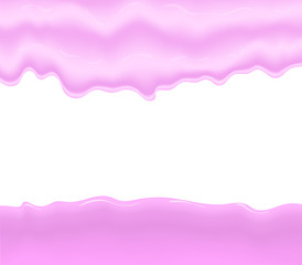 Milk, yogurt, cream or juice splashing. Pink smudges splashes drops on blue background. Vector illustration